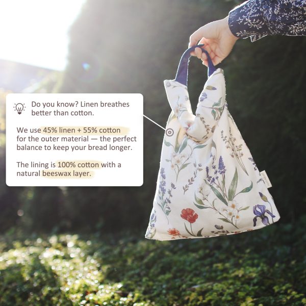 Reusable Linen Cotton Beeswax Bread Bags with Zipper, Cotton Beeswax Bowl Cover Set - Image 3