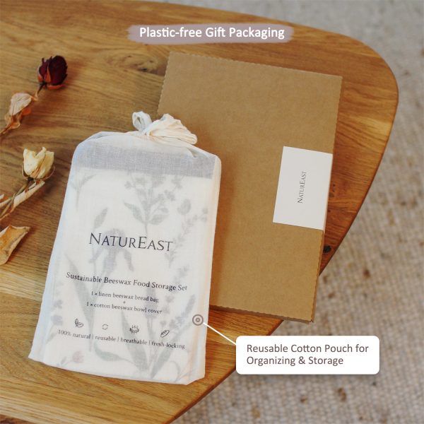 Reusable Linen Cotton Beeswax Bread Bags with Zipper, Cotton Beeswax Bowl Cover Set - Image 5